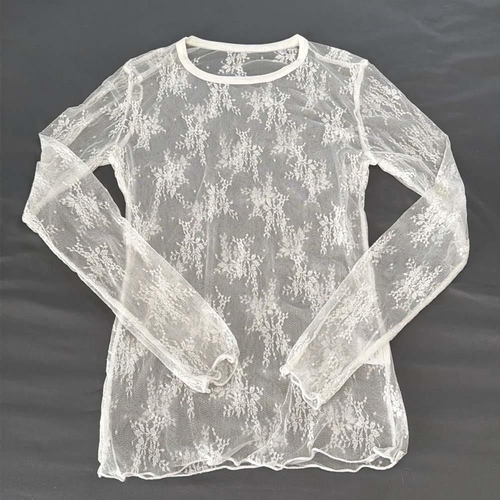 Lacy White Long Sleeve Top